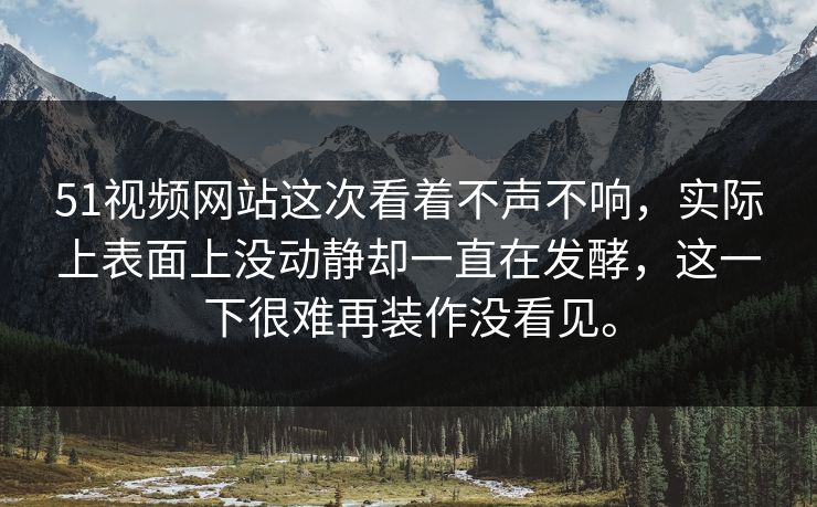 51视频网站这次看着不声不响，实际上表面上没动静却一直在发酵，这一下很难再装作没看见。
