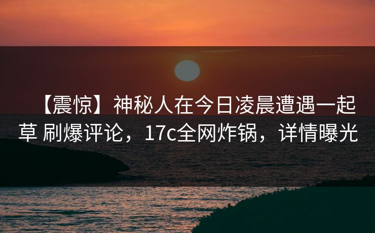 【震惊】神秘人在今日凌晨遭遇一起草 刷爆评论，17c全网炸锅，详情曝光