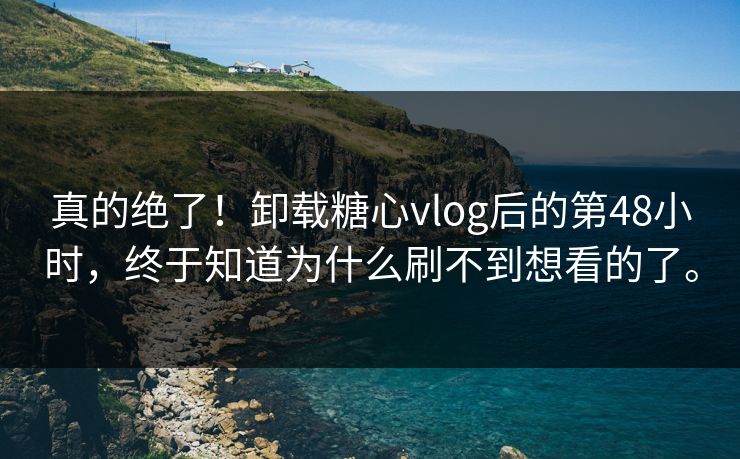 真的绝了！卸载糖心vlog后的第48小时，终于知道为什么刷不到想看的了。