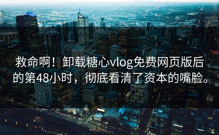 救命啊！卸载糖心vlog免费网页版后的第48小时，彻底看清了资本的嘴脸。