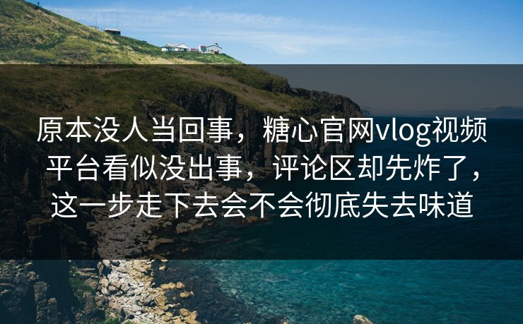 原本没人当回事，糖心官网vlog视频平台看似没出事，评论区却先炸了，这一步走下去会不会彻底失去味道