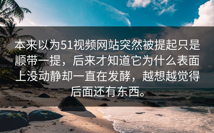 本来以为51视频网站突然被提起只是顺带一提，后来才知道它为什么表面上没动静却一直在发酵，越想越觉得后面还有东西。
