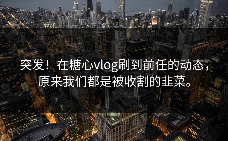 突发！在糖心vlog刷到前任的动态，原来我们都是被收割的韭菜。